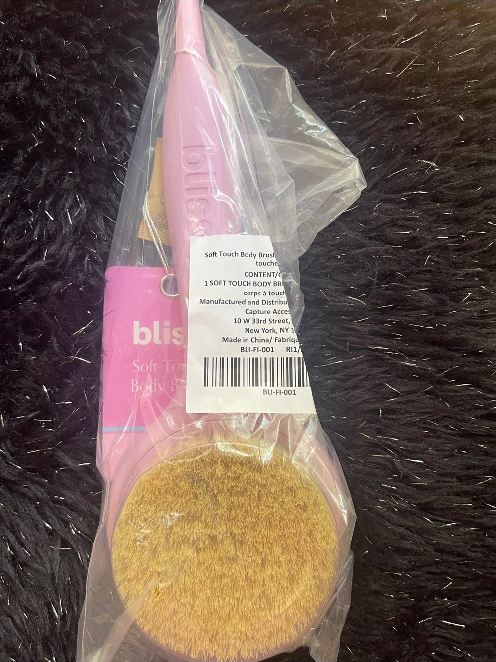 Bliss Soft Touch Body Brush in Pink and Natural Bristle